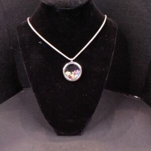 Silver Pendant Necklace with Multicolor Gemstones